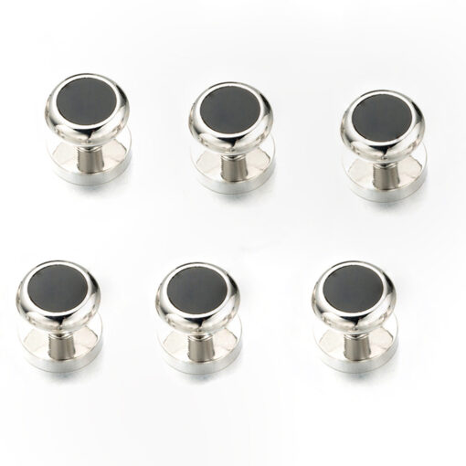Boutons De Manchette Kenneth Cole En Acier Inoxydable Et émail Noir - Rectangulaires - Neufs (vitrine)