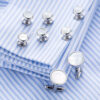 Boutons de manchette et boutons de chemise décoratifs en argent élégant
