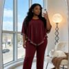 Ensemble Élégant Femme – Tenue Chic Moderne Bordeaux