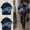 Chemise Streetwear Premium Noir & Motif Bleu – Style Urbain Moderne