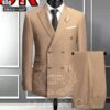 Costume Homme Beige Élégant Double Boutonnage – Style Luxe Moderne