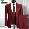 Costume homme 3 pièces bordeaux élégant – Style moderne et raffiné