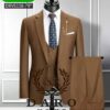 Costume homme 3 pièces marron élégant – Style moderne et professionnel
