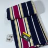 Tissu haut de gamme rayé bleu marine, rouge et crème – Coupon élégant pour tenue distinguée