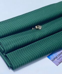 Tissu costume premium vert foncé rayé – Coupon 3 mètres pour confection élégante