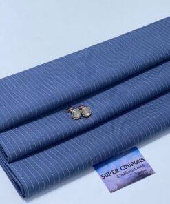 Tissu costume premium bleu clair rayé – Coupon 3 mètres pour confection élégante