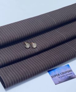 Tissu costume premium gris rayé – Coupon 3 mètres pour confection élégante