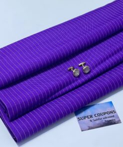 Tissu costume premium violet rayé – Coupon 3 mètres pour confection élégante