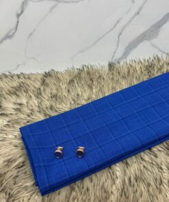 Tissu Homme Bleu Élégance – 3 mètres + Boutons de Manchette