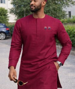 Tissu Homme Bordeaux Élégance – 3 mètres + Boutons de Manchette