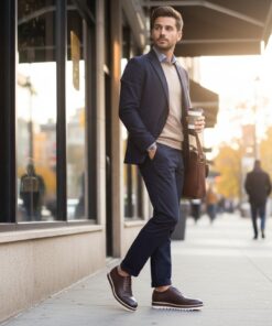 Chaussure Homme Marron Semelle Blanche – Élégance Moderne Premium