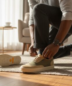 Chaussure Homme Beige & Vert – Style Moderne Élégant Premium