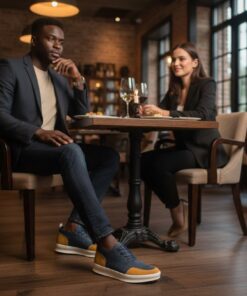 Chaussures Homme Bleu & Jaune Premium – Style Moderne & Élégance Urbaine