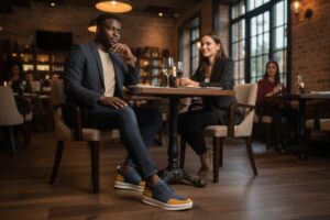 Chaussures Homme Bleu & Jaune Premium – Style Moderne & Élégance Urbaine