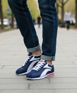 Sneakers Premium Bleu Marine & Blanc – Style Sport Urbain Élégant