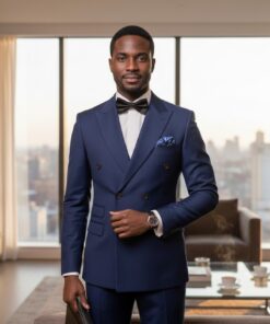 Costume Homme Bleu Élégant – Coupe Croisée Premium