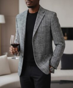 Blazer Homme Élégant Motif Carreaux – Style Classique Moderne