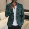 Blazer Homme Premium Vert Motif Pied-de-Poules – Style Chic Moderne