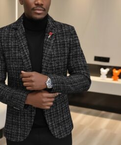Blazer Homme Premium Noir Texturé – Style Chic Moderne