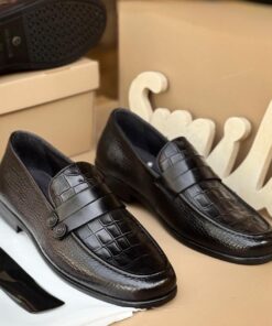 Chaussures Homme Luxe Noir Crocodile – Mocassin Élégance Premium