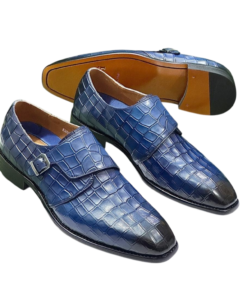 Chaussure Homme Luxe Croco Bleu – Style Distinctif & Élégance Prestige