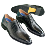 Chaussures Homme Luxe Lacées – Finition Croco Brillante