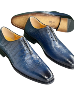 Chaussures Homme Cuir Croco Bleu – Élégance Premium Moderne