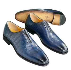 Chaussures Homme Cuir Croco Bleu – Élégance Premium Moderne