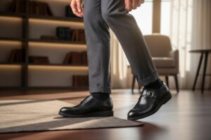 Chaussures Homme Noires Double Boucle – Élégance Intemporelle