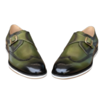 Chaussures Homme Double Boucle Vert Patiné – Style Luxe Distinctif