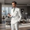 Costume Homme Blanc Élégant – Coupe Croisée Premium