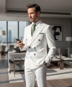 Costume Homme Blanc Élégant – Coupe Croisée Premium