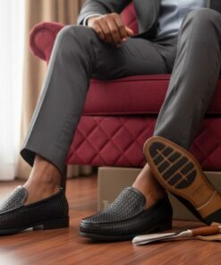 Chaussures Homme Noires Tressées – Mocassins Élégants Premium