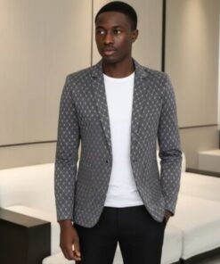 Blazer Homme Premium Gris Motif Élégant – Style Chic Moderne