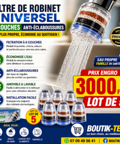 Filtre de Robinet Universel – Économiseur d’Eau 6 Couches Anti-éclaboussures