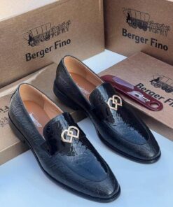 🖤 Mocassins Homme Luxe Prestige – Noir Texturé Brillant