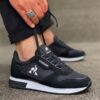 🏷️ Chaussure Homme Sport Chic Premium – Noir Intense & Élégance Moderne