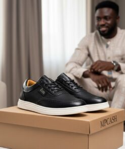 🖤 Sneakers Homme Premium – Noir Texturé Élégance Moderne