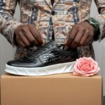 🖤 Sneakers Homme Luxe – Noir Total Effet Croco