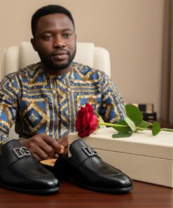 Mocassins Homme Noir Élégant – Design Premium Boucle Métallique