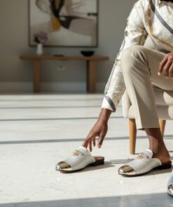 Mocassins Homme Luxe Strass & Finition Dorée – Élégance Premium