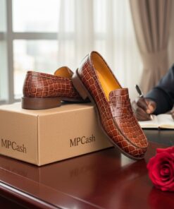 Mocassin Homme Luxe Marron Croco – Style Prestige & Élégance Audacieuse