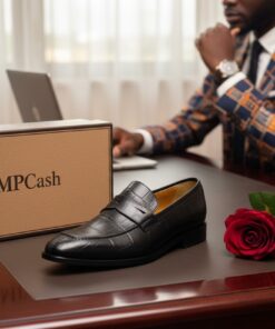 Chaussures Homme Luxe Noir – Mocassin Premium Effet Croco