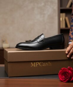 Mocassin Homme Luxe Noir – Finition Croco Élégance Premium