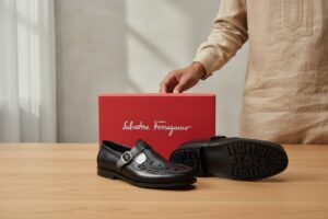 Chaussure Homme Luxe Salvatore Ferragamo Noir – Sandale Cuir Premium Élégante