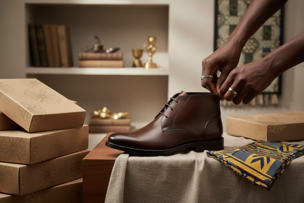 Chaussures Homme en Cuir Marron Acajou – Style Élégant à Lacets