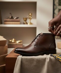 Chaussures Homme en Cuir Marron Acajou – Style Élégant à Lacets