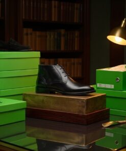 Bottines Homme Luxe en Cuir Noir Patiné – Modèle Noir Impérial – Premium