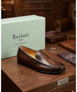 Chaussures Homme en Cuir Marron – Style Mocassin Élégant