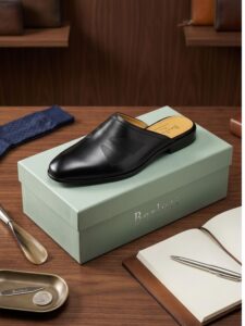 Sandales Homme en Cuir Noir – Style Mule Élégante Premium